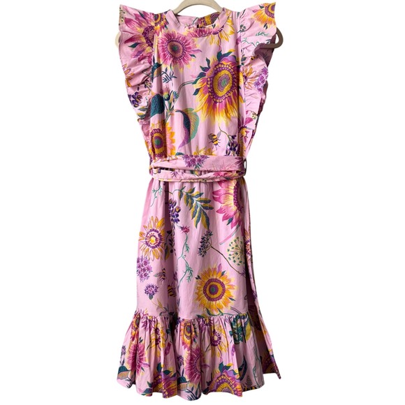Banjanan Bulbul Dress Small Bumble Orchid Pink Floral Ruffle Poplin‎ NWT $350